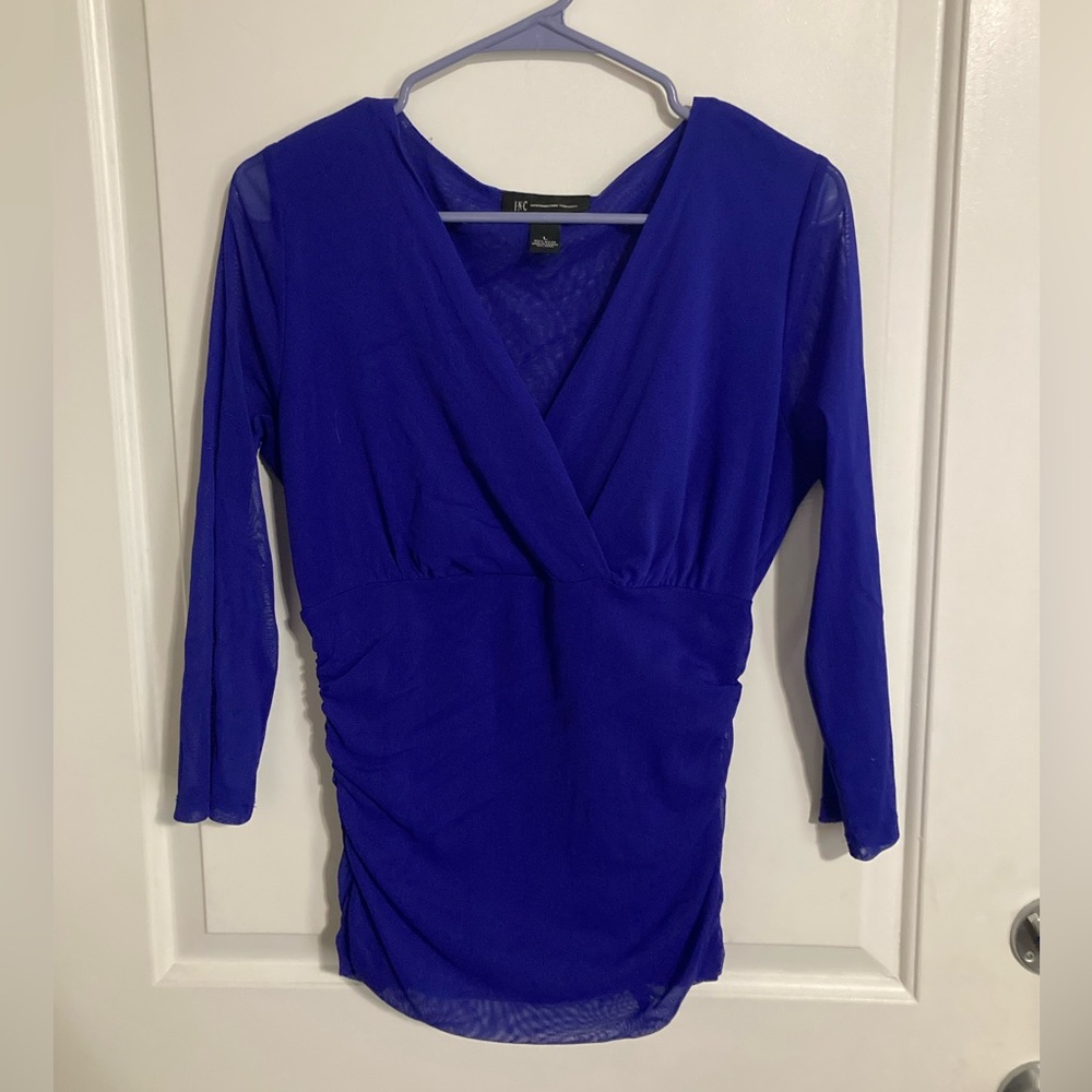 INC Blouse, Sheer Sleeves, Size L
